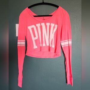 VS PINK Varsity Long Sleeve Crop Top